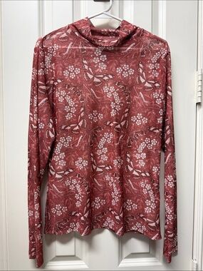 Anthropologie sheet Floral Print Long Sleeve Top in Dusty Rose- large